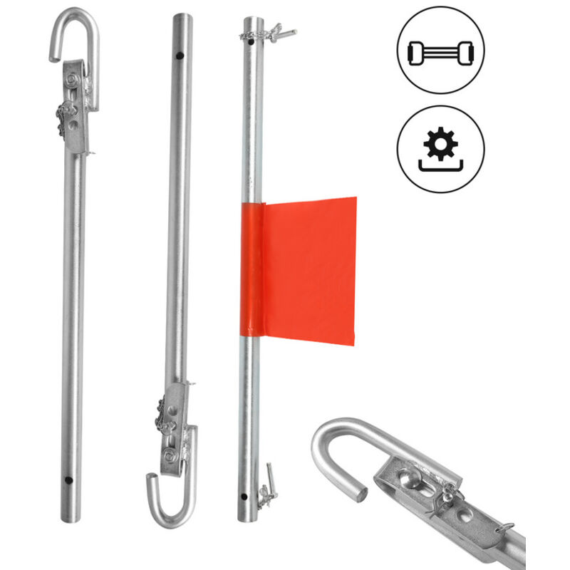 Wolketon - einfeben Barre de traction de barre de remorquage 3 pièces avec bandes réfléchissantes amortissant 1,8 m à 2T voiture
