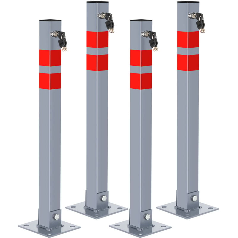 Barrière de parking 4x Poteau de parking Avec 12 Clés Poteau Parking Barrière Verrouillable Rabattable Borne Stationnement - Einfeben
