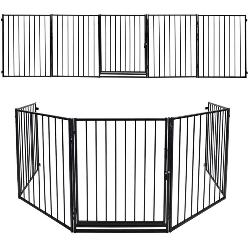 Einfeben - Barrière de sécurité avec 5 Pans enfant et animaux multi-fonction Grille de Protection métal Grille de protection pliante Barriere de