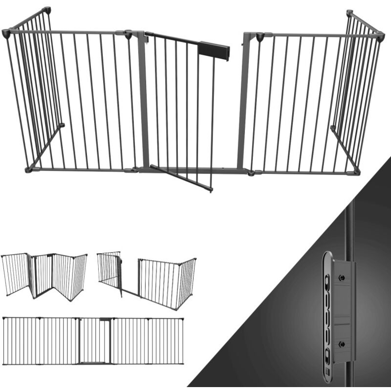 EINFEBEN Barriere de securite Barrière de cheminée Grille de porte Pliable 5x Enfant Noir