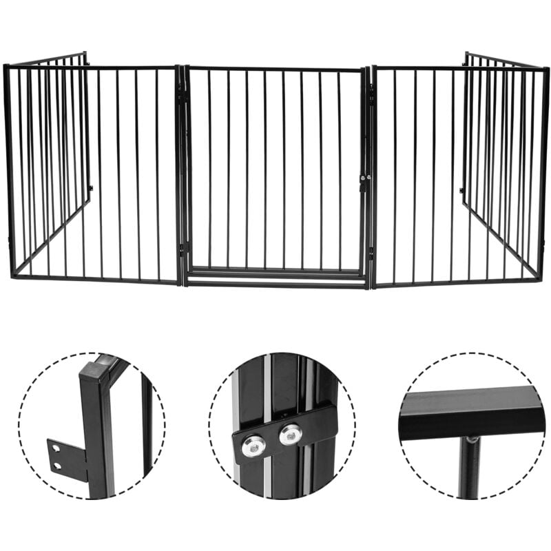 Barrière de sécurité enfant 304 cm,Barrière Pare Feu,Grille de protection métal,pliable,avec porte inclus - Einfeben