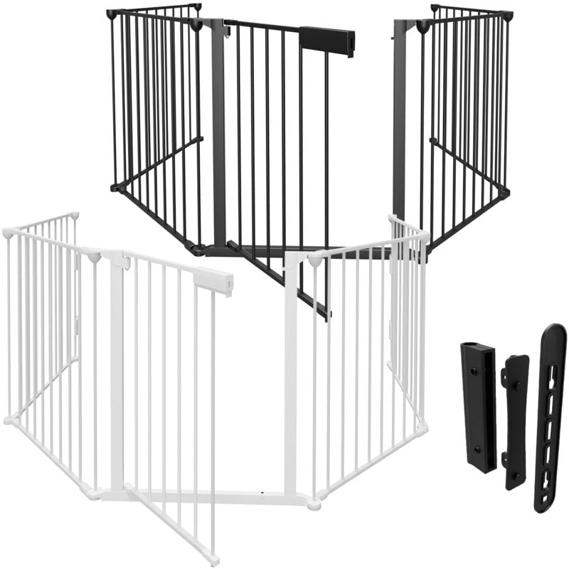 Einfeben - Barrière de sécurité enfant bébé 3M 5 Panneaux animaux Enfant Grille de Protection Cheminée Pare parc enclos pliable Blanc