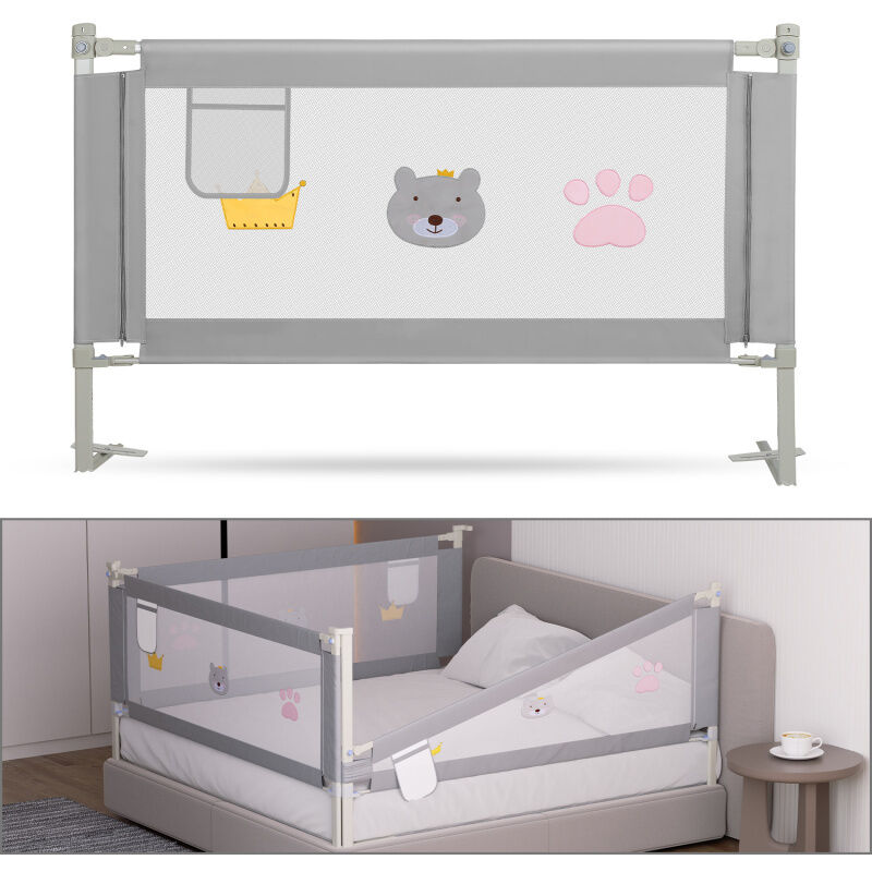 Einfeben - Barrière de Lit Extra-Large de 200 cm Protection de Lit pour Tout-Petit Accessoire de Chambre pour Garçons et Filles Barrière de Lit