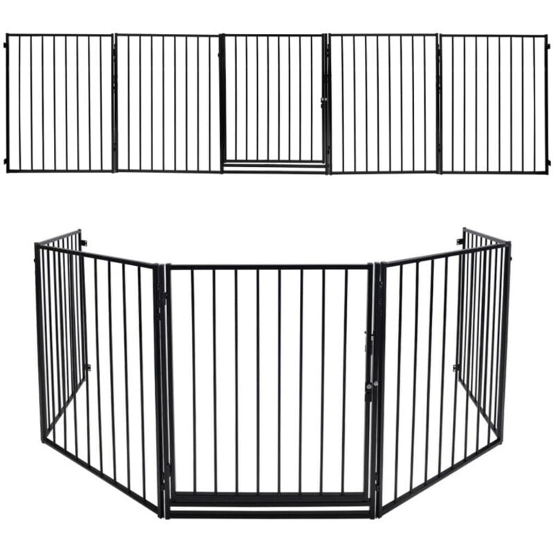 Barrière de sécurité enfant 305 cm Barrière Pare Feu Grille de protection métal pliable avec porte inclus - Einfeben