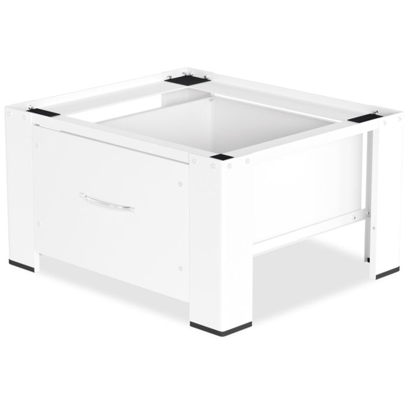 Einfeben - Base de Machine à Laver Socle pour machine à laver avec tiroir.jusqu'à 150 kg Acier Blanc Support de machine à laver