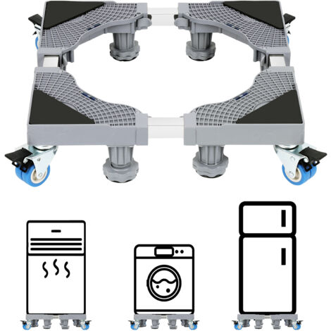 Einfeben – Base réglable pour machine à laver – Longueur ajustable 41-66cm – Capacité de charge 300-500kg – 8 pieds et 4 roues verrouillables