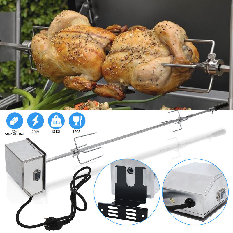 Einfeben - bbq Rôtissoire Tournebroche Set tourne broche electronique Kit pour grill avec un 92 cm Moteur dans une bôitier en inox