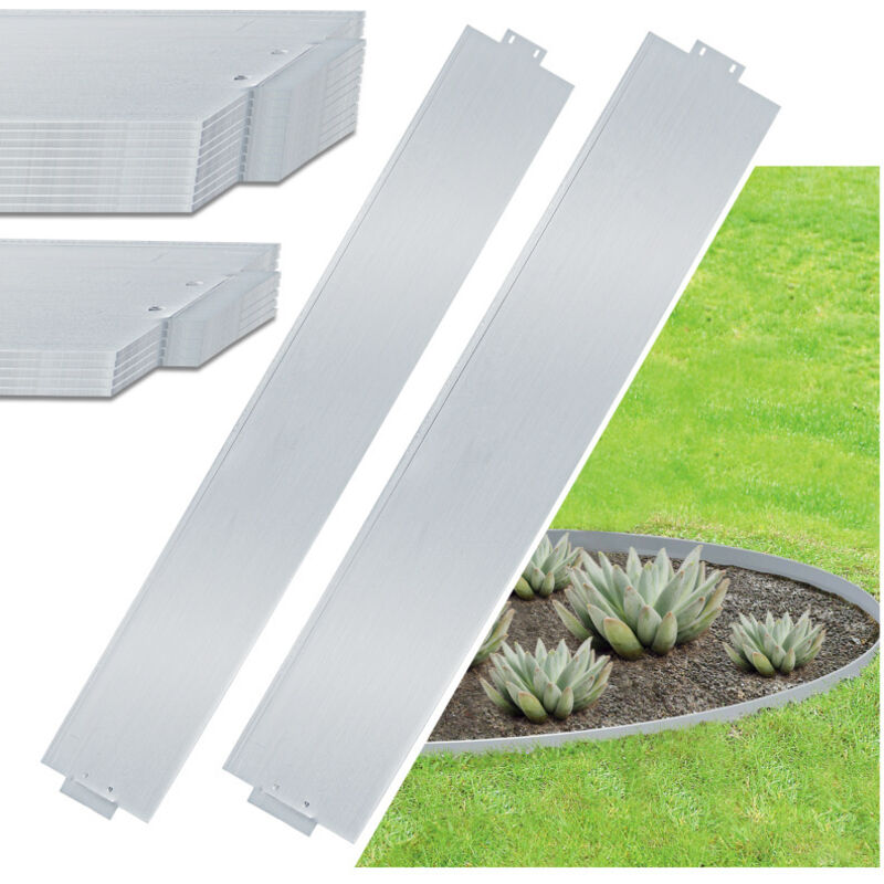 EINFEBEN Bordure de jardin Bordure de pelouse Bordure de gazon Galvanisé Métal Bordure de chemin Bordure de parterre 100x15cm 10m