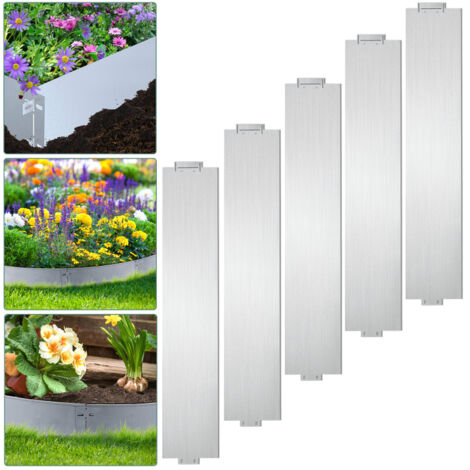 EINFEBEN Bordure de jardin Bordure de pelouse Bordure de gazon Galvanisé Métal Bordure de chemin Bordure de parterre 100x18cm 50m