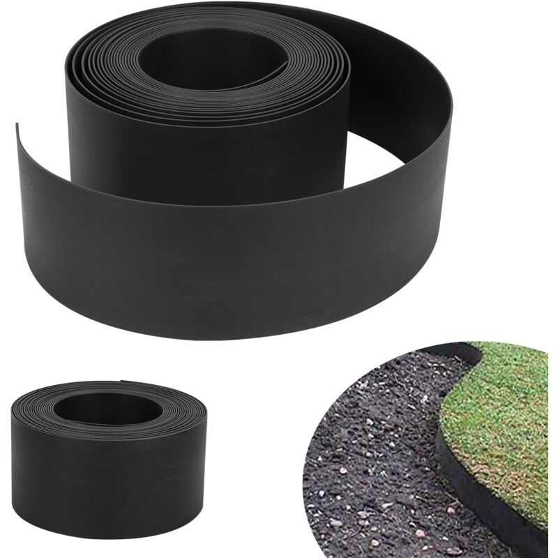 Einfeben - Bordure de jardin Bordure de pelouse flexible Bordure de lit en plastique dur Bordure de tonte Jardinage 25m14cm2mm Noir