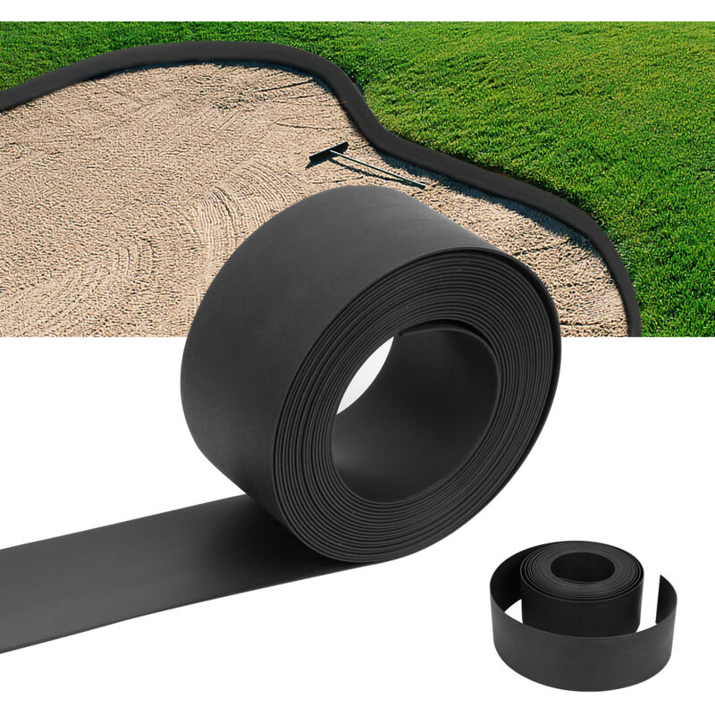 Einfeben - Bordure de jardin Bordure de pelouse flexible Bordure de lit en plastique dur Bordure de tonte Jardinage 10m12.5cm2mm Noir