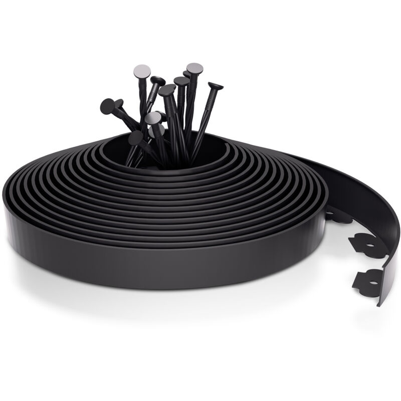 Einfeben - Bordure de Pelouse en Plastique 10m avec 30 Piquets d'ancrage, Flexible Bordure de Jardin Bordure de Gazon Décorative de Jardin