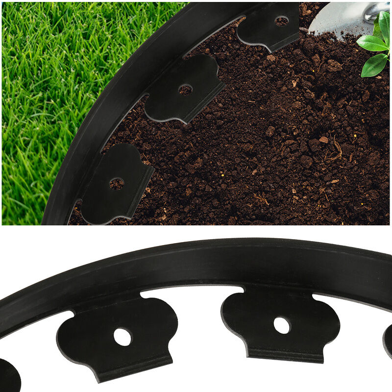Einfeben - Bordure de pelouse flexible - 10 mètres avec 30 clous, bordure de pelouse idéale, bordure de chemin ou bordure de lit, en pvc