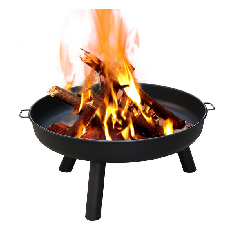 Einfeben - Brasero de jardin Bol de feu 80 cm fond en dentelle pieds anti-rouille barbecue Fire Pit pour chauffage - Noir