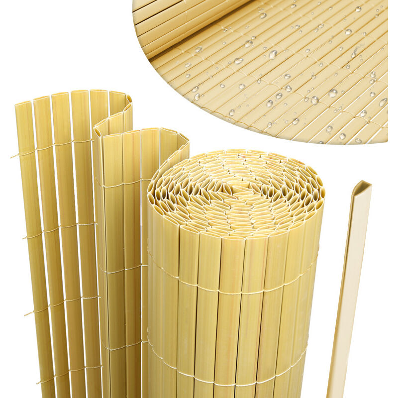 Brise-vue Canisse pvc pour jardin balcon terrasse, Bambou(180 x 400 cm) - Einfeben