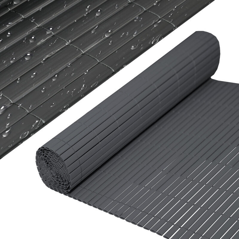 EINFEBEN Brise-vue Canisse PVC pour jardin balcon terrasse, Gris anthracite(180 x 400 cm)