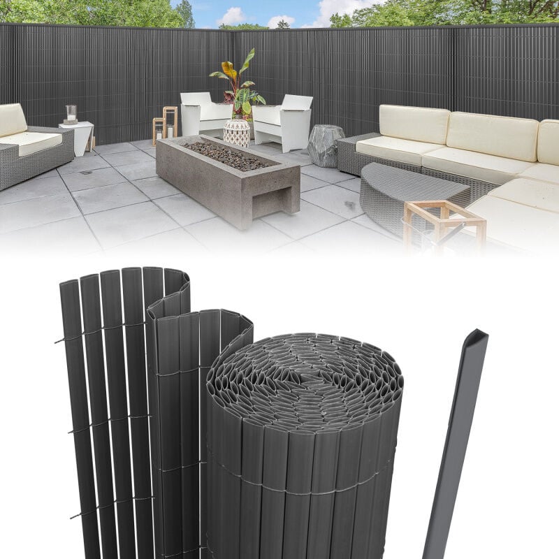 Brise-vue Canisse pvc pour jardin balcon terrasse, Gris anthracite(80 x 400 cm) - Einfeben