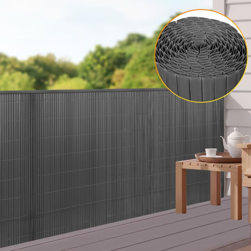 Brise-vue Canisse pvc pour jardin balcon terrasse, Gris anthracite(80 x 500 cm) - Einfeben