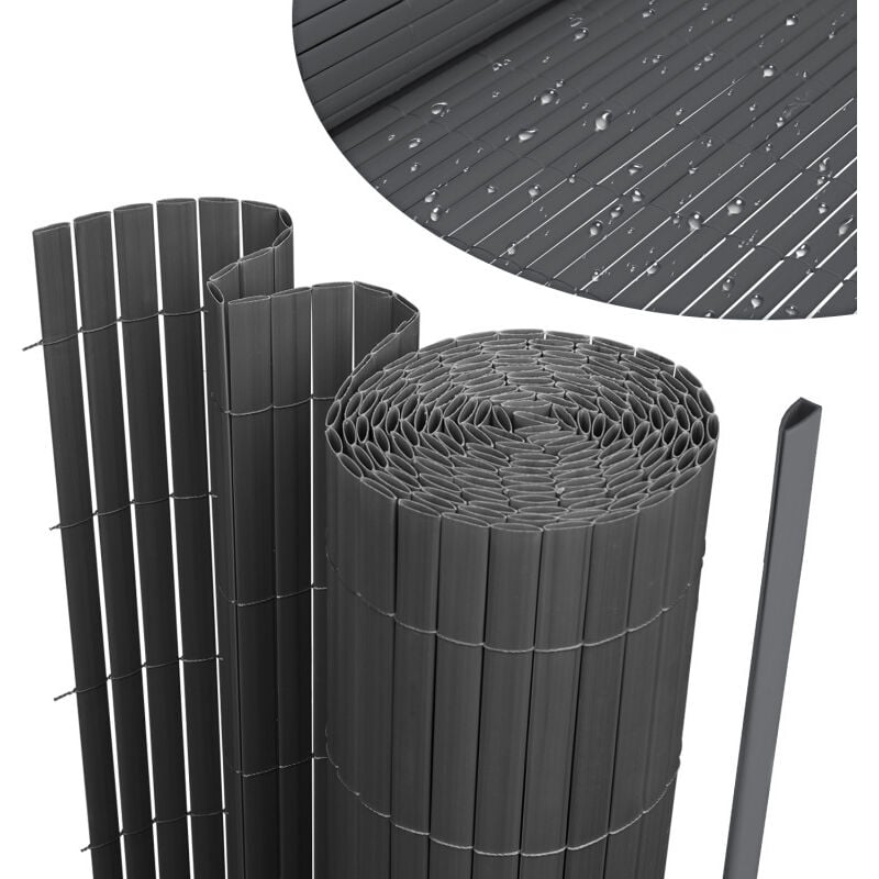 Brise-vue Canisse pvc pour jardin balcon terrasse, Gris anthracite(90 x 300 cm) - Einfeben