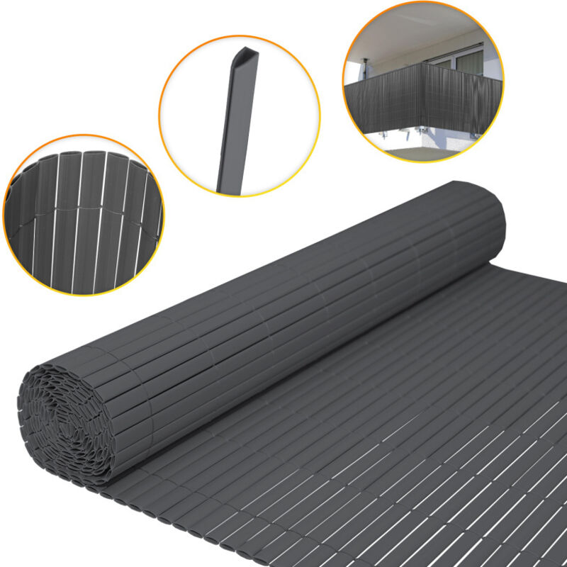 Brise-vue Canisse pvc pour jardin balcon terrasse, Gris anthracite(90 x 400 cm) - Einfeben