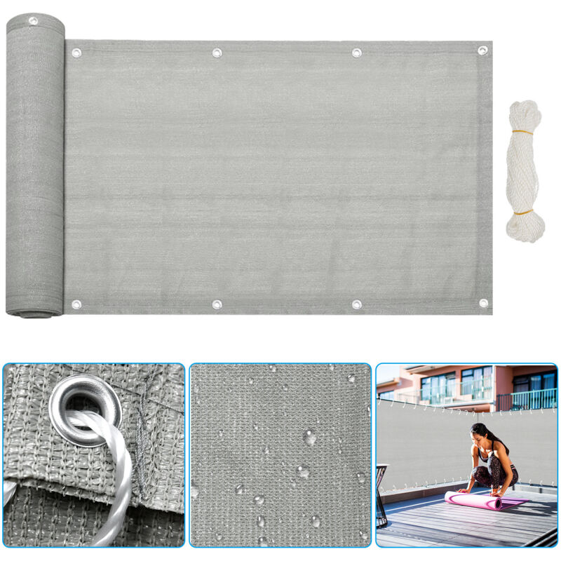 Einfeben - Brise vue pour balcon 600x90cm Gris hdpe Couverture de confidentialité 180GR/M2
