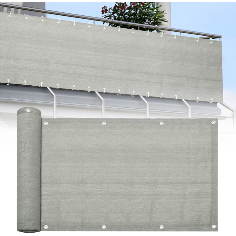 Brise vue Pour Balcon hdpe Jardin Terrasse Anti-UV Ecran de Balcon 600x90cm Gris