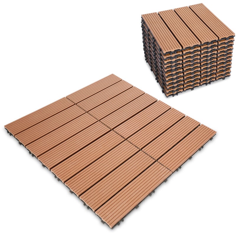 Einfeben - Dalles de terrasse en bois composite wpc lot de 11 Dalles de Jardin Piscine Dalle Clipsable pour Terrasse Salle de Bain Spa - 30x30cm