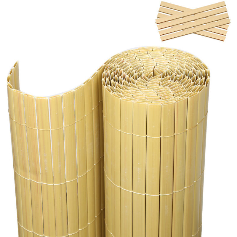 Canisse double face pvc bambou 1.2 x 5 m Résistant aux uv Tapis de protection visuelle - Einfeben