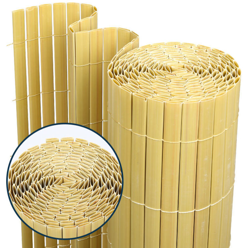 Canisse double face PVC,bambou,1.4 x 3 m,Résistant aux uv Tapis de protection visuelle - Einfeben