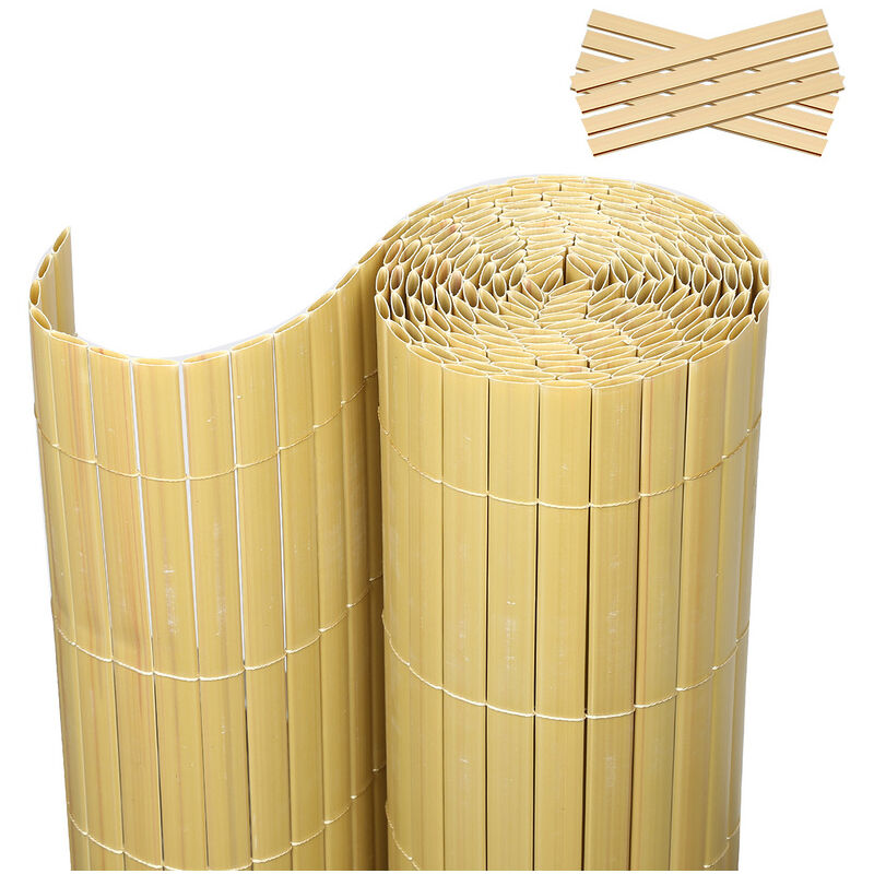 Canisse double face PVC,bambou,1.8 x 4 m,Résistant aux uv Tapis de protection visuelle - Bambou - Einfeben