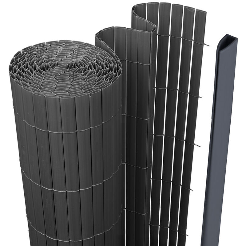 Canisse double face pvc Gris anthracite 1.4 x 4 m Résistant aux uv Tapis de protection visuelle - Einfeben