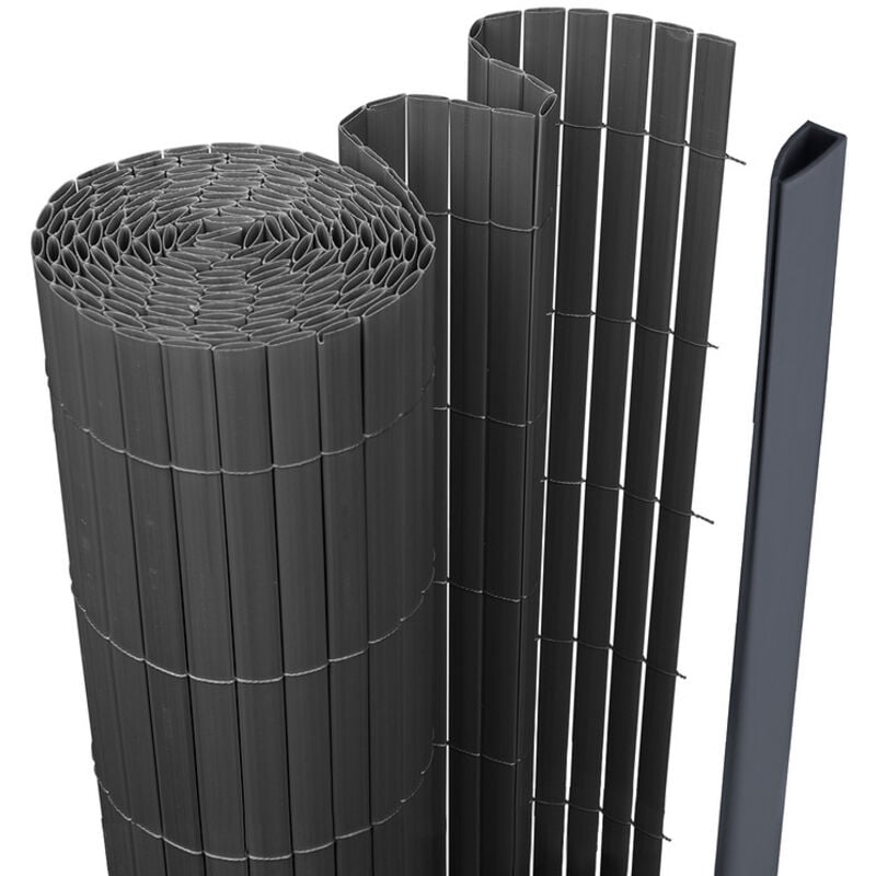 Canisse double face pvc Gris anthracite 0.8 x 4 m Résistant aux uv Tapis de protection visuelle - Einfeben