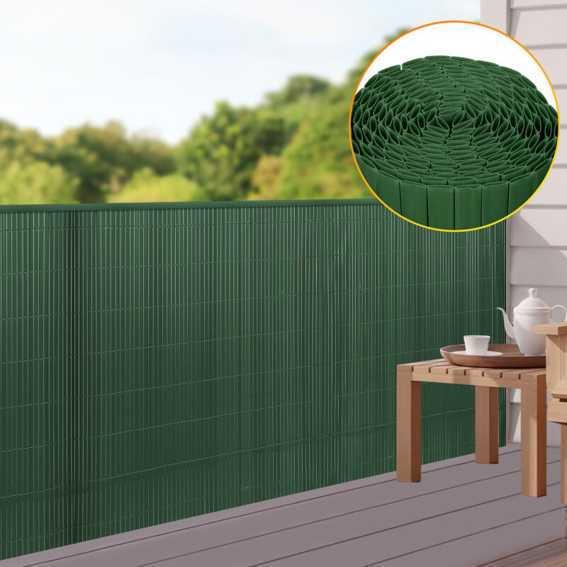 Canisse double face pvc vert 0.8 x 3 m Résistant aux uv Tapis de protection visuelle - Einfeben