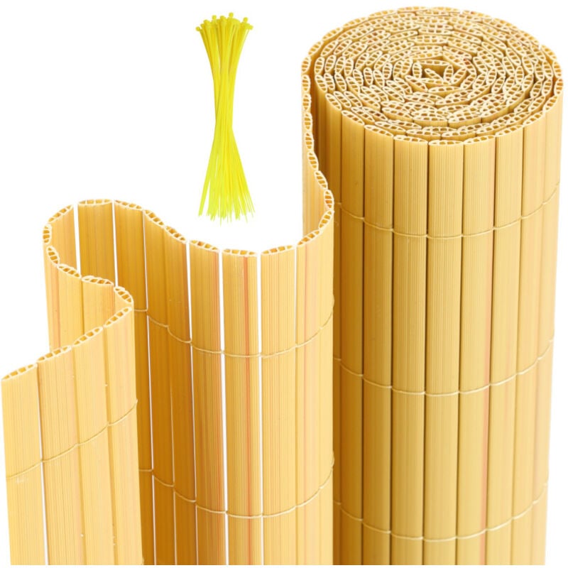 Canisse en pvc Brise Vue résistant,pour le jardin, Balcon ou terrasse,Bambou,90 x 300 cm - Einfeben