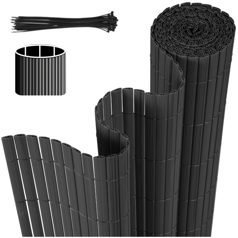 Einfeben - Canisse en pvc Brise Vue résistant,pour le jardin, Balcon ou terrasse,Gris anthracite,100 x 300 cm