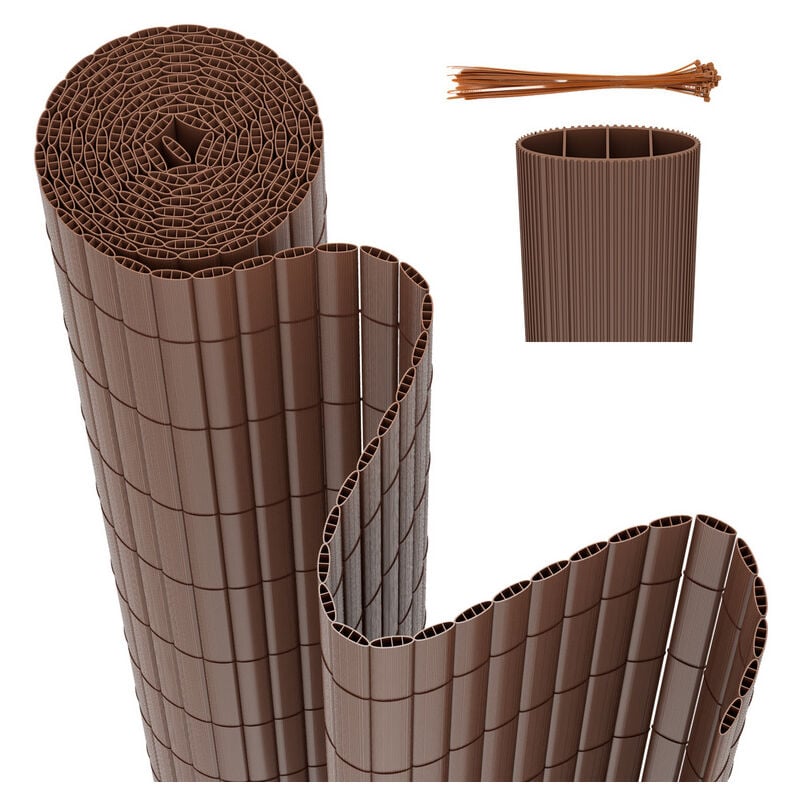 EINFEBEN Canisse en PVC Brise Vue résistant,pour le jardin, Balcon ou terrasse,Marron,120 x 300 cm