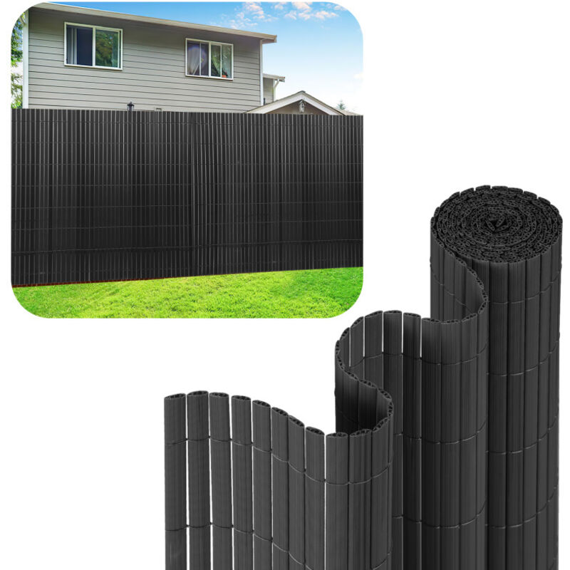 Canisse en pvc Canisse pvc pour jardin balcon terrasse. Balcon clôture brise-vent Gris 160 x 300cm - Einfeben