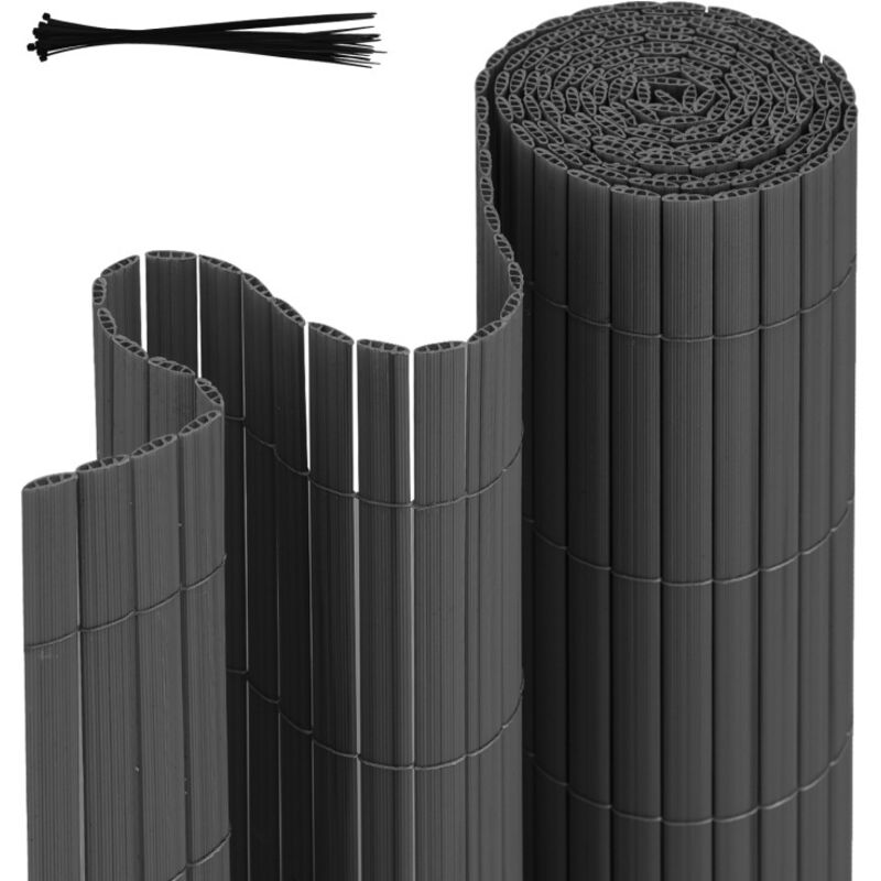 Canisse en pvc Canisse pvc pour jardin balcon terrasse. Balcon clôture brise-vent Gris 140 x 900cm - Einfeben