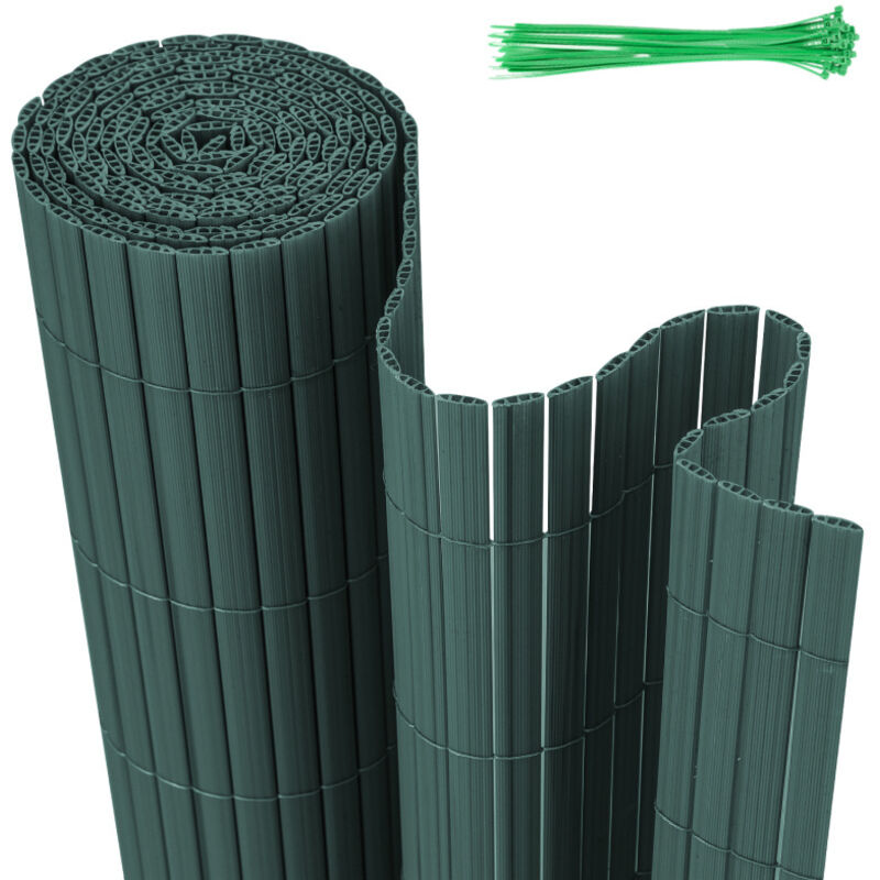 Canisse en pvc double face,90% d'occultation,Vert,H.160 cm x L.300 cm - Einfeben