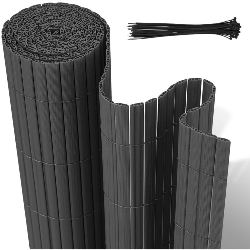 Einfeben - Canisse en pvc double face,90% d'occultation,gris anthracite,H.90 cm x L.400 cm