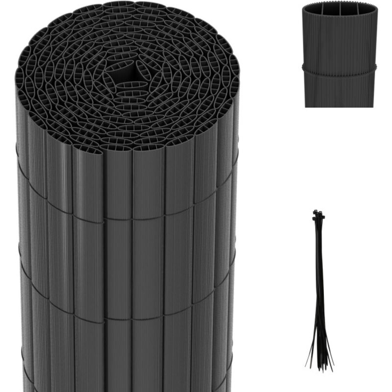 Canisse en pvc gris anthracite double face,90% d'occultation,H.180 cm x L.800 cm - Einfeben