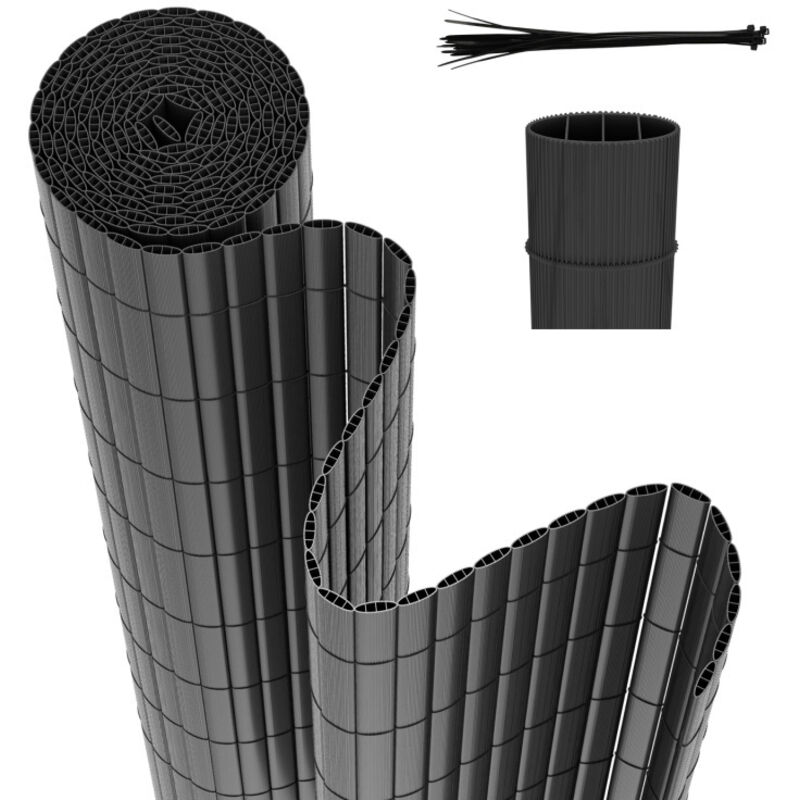 Canisse en pvc Occultant Cloture, pour le jardinet balcon clôture brise-vent, Intimité, avec Serre-Câbles Gris 100 x 600cm - Einfeben