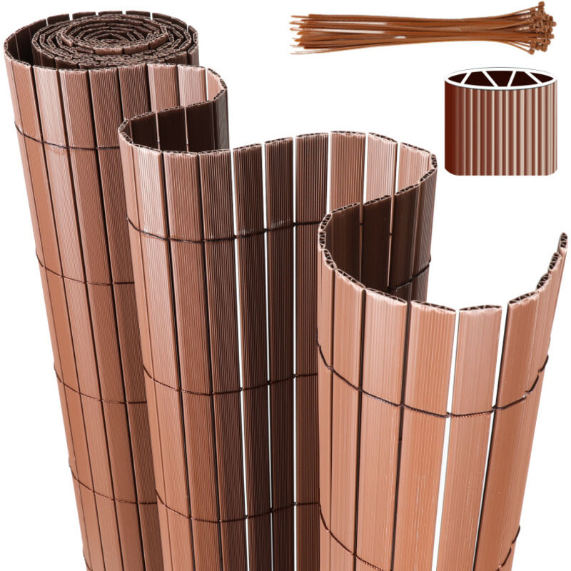 Canisse en pvc pour le jardin, Balcon clôture brise-vent, Balcon ou terrasse Double face, Occultant Cloture, Marron 80 x 300cm - Einfeben