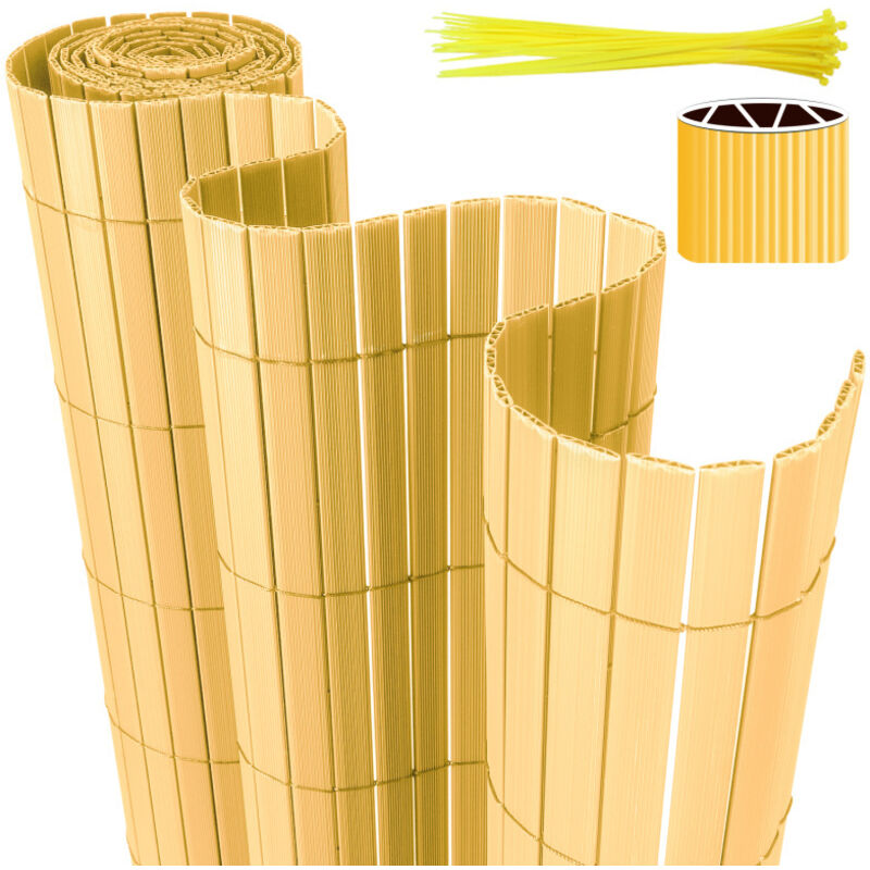 Canisse en pvc pour le jardin, Balcon clôture brise-vent, Balcon ou terrasse Double face, Occultant Cloture, Bambou 160 x 1000cm - Einfeben