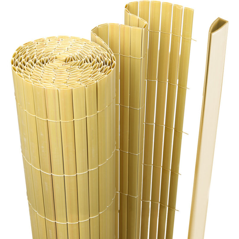 Canisse en pvc pour le jardin, Balcon ou terrasse Double face, Balcon clôture brise-vent, Occultant Cloture, Bambou 80 x 400cm - Einfeben