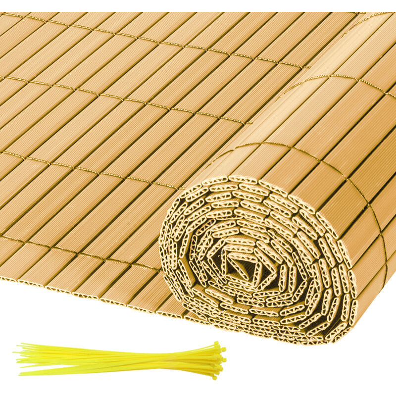 Canisse en PVC,Brise-vue en pvc Clôture d'intimité Protection de Visibilité Résistant uv et aux intempéries,Bambou 180x400cm - Einfeben