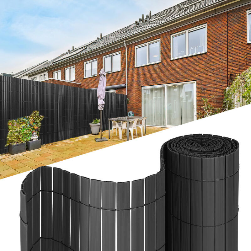 Canisse pvc Brise Vue, Paravent de Jardin, Piscines, Balcon Terrasse, Palissade en pvc Résistant aux uv, Intempéries, Gris 180 x 400 cm - Einfeben