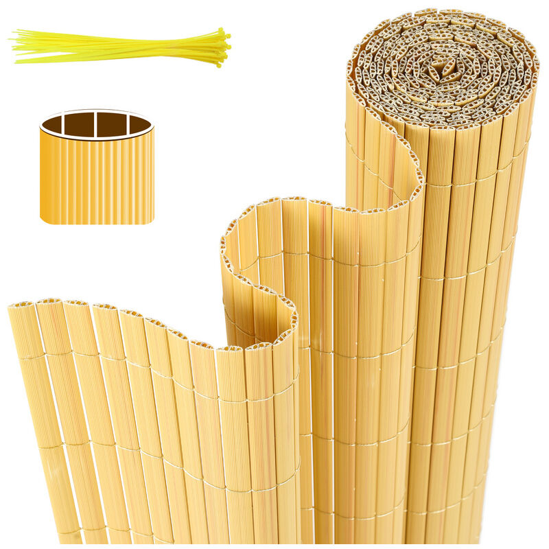 Einfeben - Canisse pvc, Brise Vue pour Jardin, Balcon et Terrasse, Occultant Cloture, Résistant aux Intempéries, Intimité,avec Serre-Câbles,Bambou,80