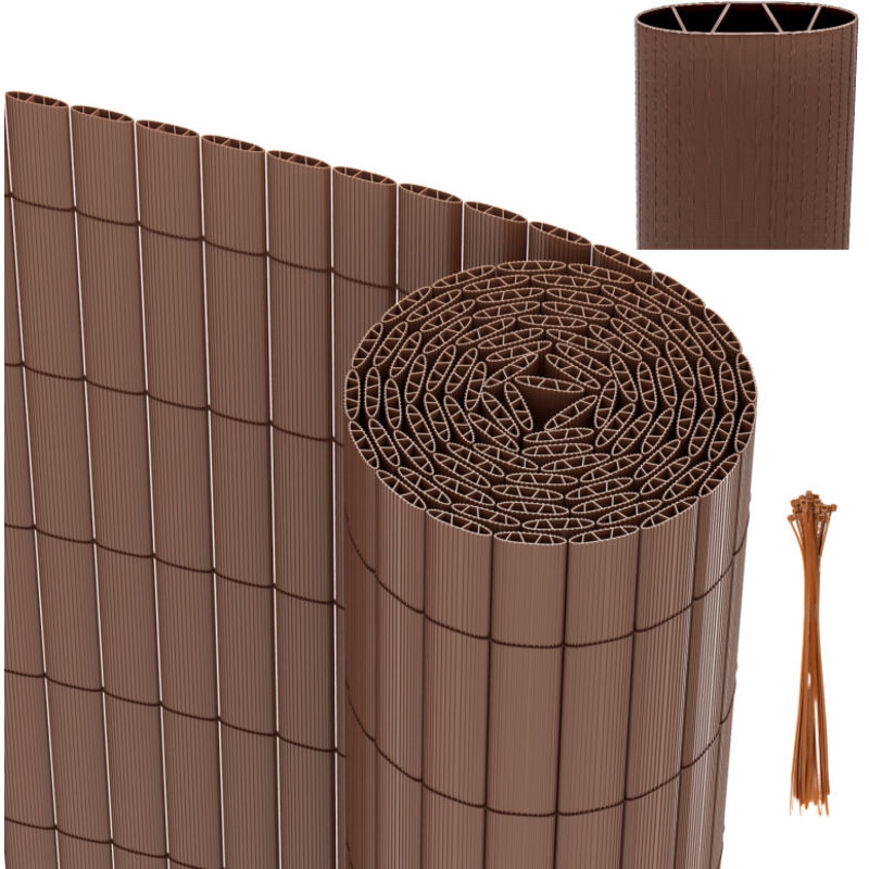 Canisse pvc pour jardin balcon terrasse Balcon clôture brise-vent Stores Balcon Marron 180 x 600cm - Einfeben
