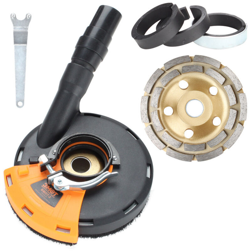 EINFEBEN Capot d aspiration pour meuleuse d angle avec 4 rondelles de serrage, 1 bouclier anti-poussière et 1 meule 125mm/5inch